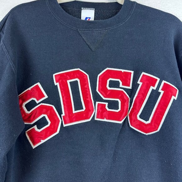 Russell SDSU Aztec Black Pullover Sweater Womens XS Crewneck Sweatshirt 90s - Picture 2 of 13